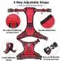 PoyPet No Pull Dog Harness, [Release on Neck] Reflective Adjustable No Choke Pet Vest with Front & Back 2 Leash Attachments, Soft Control Training Handle for Small Medium Large Dogs(Red,L)