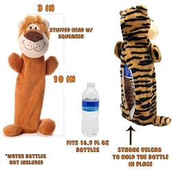 PupsNTails Set of Dog Water Bottle Toys. Crunching Plush Toy with Velcro. Great for Teething, Chewing and Playtime. Crackle Toy with Squeaker and Stuff Less. 16oz Bottle