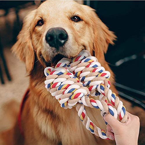 Tug of War Dog Toys for Large Dogs, Cotton Rope Dog Toy for Aggressive Chewers, Natural Cotton Safe Durable Dog Tug Rope Toys with 2 Bigger Knots