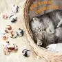 12 Pieces Large Plush Soft Artificial Fur Patch Puff Pom Balls Cat Toy Catnip Toy Balls, 2 Inches