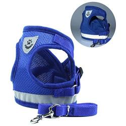 TBRAND Soft Padded Dog Vest Harness and Leash Set, No Pull Reflective Adjustable Pet Vest Harnesses for Puppy Kitten, Soft Mesh Chest Harness for Pet Kitten Puppy Rabbit