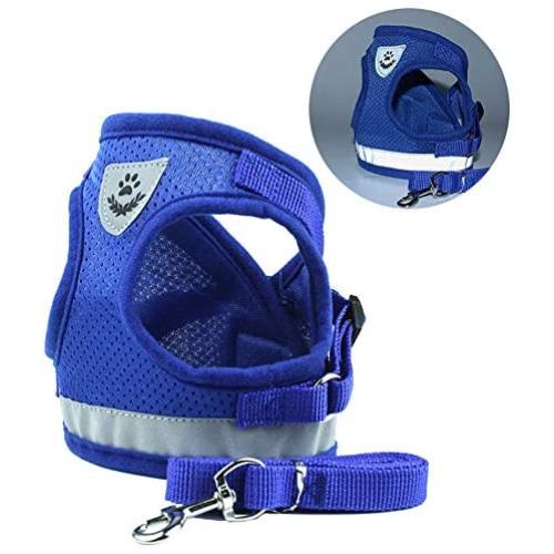 TBRAND Soft Padded Dog Vest Harness and Leash Set, No Pull Reflective Adjustable Pet Vest Harnesses for Puppy Kitten, Soft Mesh Chest Harness for Pet Kitten Puppy Rabbit