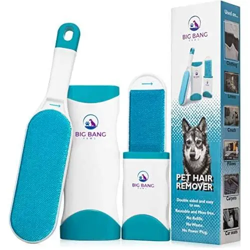Pet Hair Remover brush - dog hair remover - lint brush pet hair remover for couch - reusable fur remover for furniture, clothing and car - light pet dander remover with clear instruction manual Pet Hair Remover brush - dog hair remover - lint brush pet hair remover for couch - reusable fur remover for furniture, clothing and car - light pet dander remover with clear instruction manual