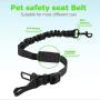 LUPAPA 3-in-1 Dog Seat Belt for Vehicle Car (2-Pack), Adjustable Length Pet Safety Belt, Heavy Duty Double Buckle Elastic Buffered Reflective Nylon for Travel and Life Daily Use