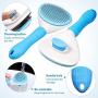 Self Cleaning Brush Comb Set Include 2 Pieces Hair Slicker Brush and 2 Pieces Pet Stainless Steel Comb Pet Shedding Grooming Combs for Pets Dogs and Cats
