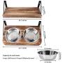 Emfogo Dog Bowls Customized Height Wall Mounted Elevated Pet Feeder with 2 Stainless Steel Dog or Cat Dishes and Storage Shelf Rustic Wood Raised Pet Bowls 15.8 in L