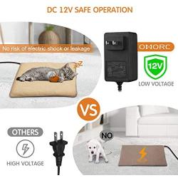 OMORC Pet Heating Pad, 12V Safe Cat Heating Pad with 3 Level Timer & Temperature Settings & 2 Replaceable Cover, Auto Power-off Built-in Thermostats and Anti-Bite Tube, 18'' x 18'' Mat for Dog Cat Pets