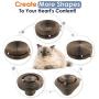 Pawaboo Cat Scratcher Lounge Bed, Multifunctional Collapsible High-Density Corrugated Cardboard Scratching Toy Pad Lounge Round Bed with Built-in Round Bell Balls & Catnip for Cat Kitty Kitten, Beige