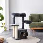 IBUYKE Cat Tree Tower Condo Cat Play Furniture 30'' with Sisal Scratching Posts, Perches, Cat House, Basket, for Pet Cat Kitten, Light Gray Smoky Gray Beige UCT006