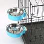 ZOHOKO Dog Bowl Feeder Pet Puppy Food Water Bowl, 2-in-1 Plastic Bowl & Stainless Steel Bowl, Removable Hanging Cat Rabbit Bird Food Basin Dish Perfect for Crates & Cages