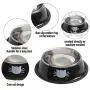 JOCHA cat Food Water Bowl Set for Food and Water Indoor Cats Stainless Steel Basic cat Small Dog pet Feeding Bowls Non-Slip Easy to Clean with Removable Rubber Base Cute Cats Painted (Black+Grey)