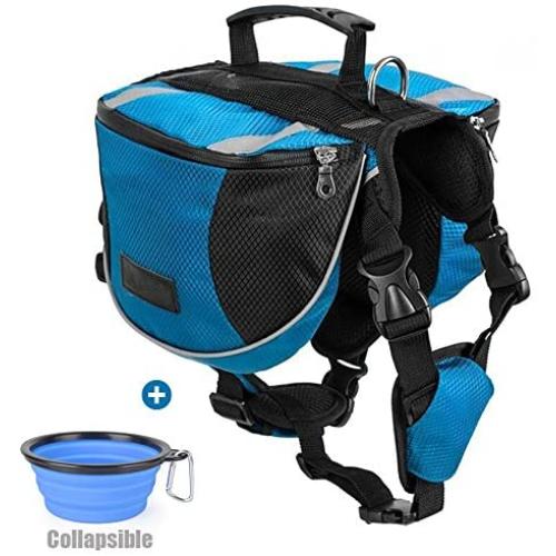Lifeunion Polyester Dog Saddlebags Pack Hound Travel Camping Hiking Backpack Saddle Bag for Small Medium Large Dogs
