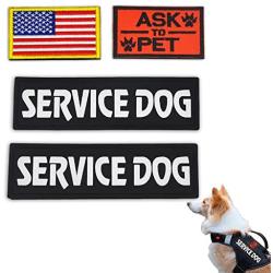 ELUTONG Dog Patches Service Dog Reflective Light in The Dark - Ask to Pet Tags for Hook and Loop Patches Vests and Harnesses for Dogs, Puppy,Pets