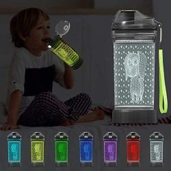 YuanDian Light Up Kids Water Bottle with 3D LED Light- 14 OZ Tritan BPA Free Eco-Friendly - 7 Color Light Cool Drinking Cups Gift for School Kids Girl Child