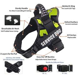 RubRab Dog Vest Harness with 2 Free Service Dog Patches Comfortable Padded Dog Training Vest with Handle Woven Polyester Nylon, Comfy Mesh Padding Reflective Breathable Adjustable Pet Halters
