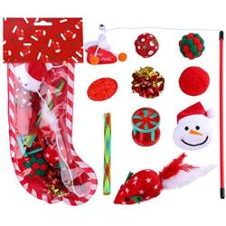 senyouth Cat Christmas Stocking, 10Pcs Cat Christmas Costume Toys, Cat Stockings Christmas Toys Cat Clothes for Cats Only, Cat Costumes for Indoor Cats Cat Interactive catnipToys for Kitten and Cats