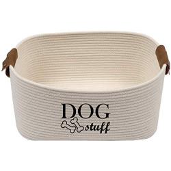 Geyecete Square Dog Toy Basket Storage Cotton Rope Storage Basket Pet/Pet Toy and Accessory Storage Bin Doy Toy Box