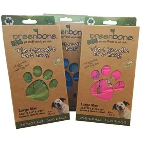 Greenbone Large Tie Handle Pet Waste Bags, Large, 75 ct. (color may vary)