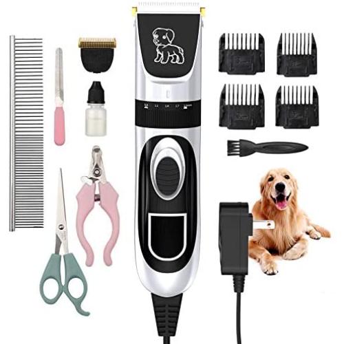 KIKKY Dog Clippers, Dog Grooming Clippers Dog Grooming Kit Electric Hair Clippers Set for Dogs Cats Pets
