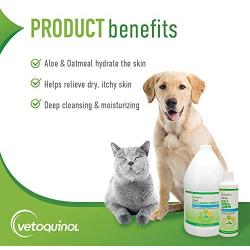 Vetoquinol Aloe & Oatmeal Shampoo — Gentle, Moisturizing Formula with Coconut Scent for Dogs & Cats