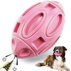 Dog Squeaky Toys for Aggressive Chewers, Almost Indestructible Rubber Puppy Chewing Ball with Squeaker Durable Pet Teeth Cleaning Toy for Medium and Large Breed