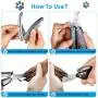 Dog Nail Clippers Upgraded - 3 in 1 Foldable Dog Nail Trimmers with Safety Guard to Avoid Over Cutting - Free Hidden Pet Nail File and Hair Brush Comb, Professional Grooming Tool for Dogs and Cats