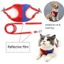 Vehomy Cat Small Dog Vest Harness Leash Set Step in Vest Harness with Soft Gentle Suede Fabrics for Cats Small Dogs Escape Proof Breathable Mesh Pet Harness with Reflective Leash Red Blue L