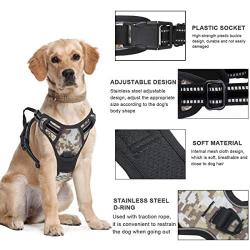Vovodog Dog Harness No-Pull Pet Harness, Adjustable Outdoor Walking Pet Reflective Oxford Soft Vest with 2 Metal Rings and Handle Easy Control for Small Medium Large Dogs…