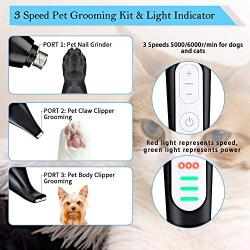 MaikcQ 3 in1 Dog Nail Grinder, 3-Speed Electric Nail Trimmer, for Cats, Large, Medium & Small Dogs, Painless & Quiet Pet Nail Clipper Paw Grooming Tool