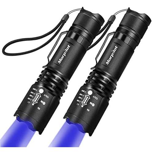 Morpilot UV Flashlight with Batteries 2 Pack, 2 in 1 Black Light & Handheld Flashlight 395nm Mini Light Torch Detector for Pet Stains, Scorpions