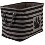 Bone Dry Pet Storage Collection Striped Paw Patch Bin, Large Rectangle, Black