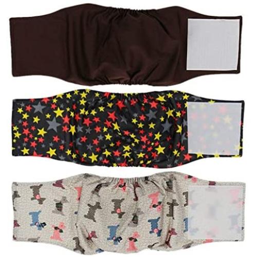 Metrical Washable Dog Diapers (Pack of 3) Reusable Male Dog Belly Bands Durable Dog Belly Wrap (M(Waist:13-17))