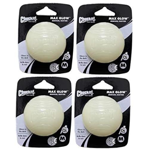 ChuckIt Max Glow Dog Toy Balls, Medium Size, 4 unit