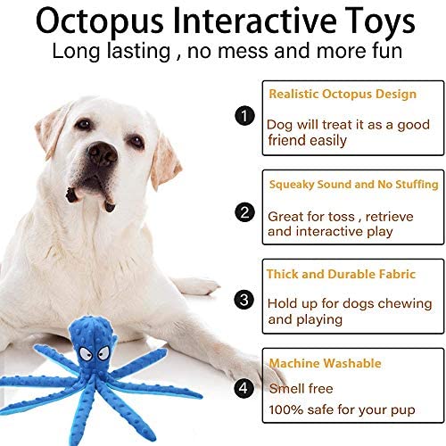 Dog Plush Squeaky Toys,Indestructible Dog Rope Chew Toys,Toys for Small Medium Dogs,Octopus Interactive Pet Toy for Puppy Teething Cleaning