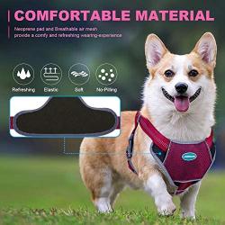 ThinkPet Soft Padded Dog Harness, Full Adjustable Reflective Neoprene Dog Vest with Easy Control Handle for Daily Walking and Training, for Small/Medium Dogs(M, RED)