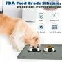 VavoPaw Pet Feeding Mat, Waterproof Raised Edge Dog Cat Food Feeding Mat Food Grade Silicone Non Slip Mat Dog Bowl Placemat XL 24'' x 16'' / 60 x 40 cm - Celadon