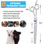 8 Inch Left Handed Dog Grooming Scissors Professional Straight, Downward Curved Pet Cutting, Thinning Texturizing, Chunker Shears Safety Trimming Shearing for Dogs Cats Japanese Stainless Steel Silver