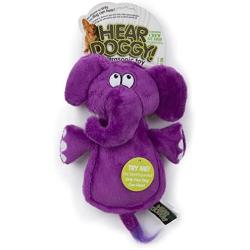 Hear Doggy Flatties with Chew Guard Technology Dog Toy, Elephant, Purple, Large (58547)