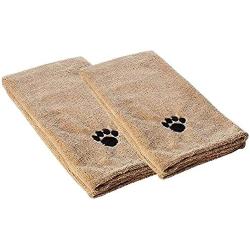 Set of 2 Super Absorbent Dog Drying Towels with Paw Prints - 1 Large, 1 Medium