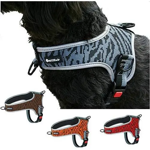 Muttitude No-Pull Training Dog Harness - Front Clip Dog Harness – Brown, Red, Orange, and Black Dog Harness for Dogs 10 to 55 Lbs