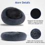 Dog Bed, Comfortable Round Donut Cuddler Pet Bed, Self-Warming Faux Fur Dog Cat Bed, Soft Plush Calming Bed for Small and Medium Dogs 30'' x 30'', Dark Grey