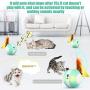 Interactive Cat Toys Ball with Colorful Light & Bird Sound - USB Charging Automatic Irregular 360 Degree Self Rotating Ball - 5 Replacement Feathers Robotic Cat Toy for Indoor Cats Kitten