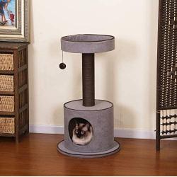PetPals Steppe - Chenille Two Level Cat Tree with Spacopis Perches & Condo