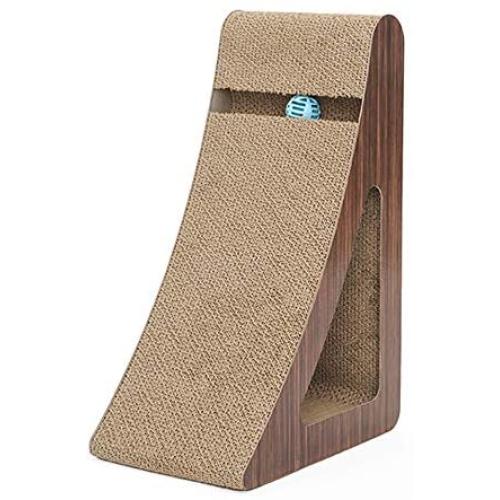 Famgizmo Premium Cat Scratcher Incline Scratching Pad Cardboard Lounge Bed with Ball Toy Catnip 68 x 36 x 27 cm Multiple Scratching Angles Uperior Cardboard & Durable Construction