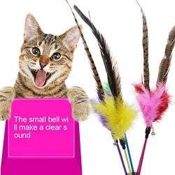 ocijf179 Cat Teaser Pet Cat Kitten Teaser Bell Feather Rod Interactive Stick Game Funny Play Toy - Random Color