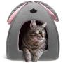 Hollypet Self-Warming 2 in 1 Foldable Comfortable Triangle Cat Bed Tent House, Baby Gray