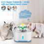 VinDox Cat Water Fountain, 84oz/2.5L Pet Water Fountain Stainless Steel for Cat and Dog,Auto Power Off Pump, Pet Fountain with 3 Replacement Filters & 1 Brush, Water Level Window with LED Light