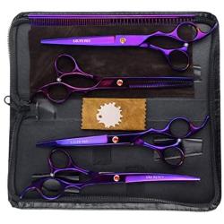 LILYS PET Professional PET Dog Grooming Coated Titanium Scissors Suit Cutting&Curved&Thinning Shears