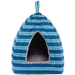 Hollypet Self-Warming 2 in 1 Foldable Comfortable Triangle Cat Bed Tent House, Moire