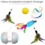 k-berho Cat Toys Interactive, Cat Toys for Indoor with Feather,Ball,Mouse and 2 Color Ribbons,Automatic Cat Toy with Irregular USB Charging 360 Degree Self Rotating Ball